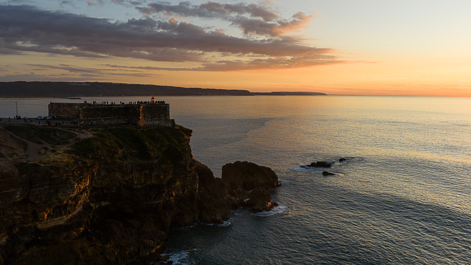 Sunset Over Nazaré Portugal | Drone Photography Above the Atlantic Coast